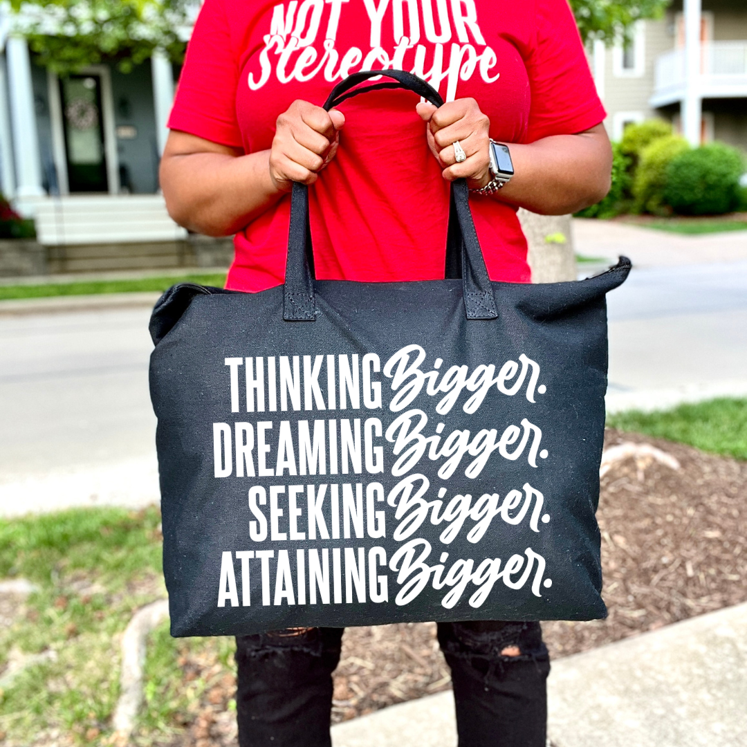 Think Big Canvas Zippered Tote Bag