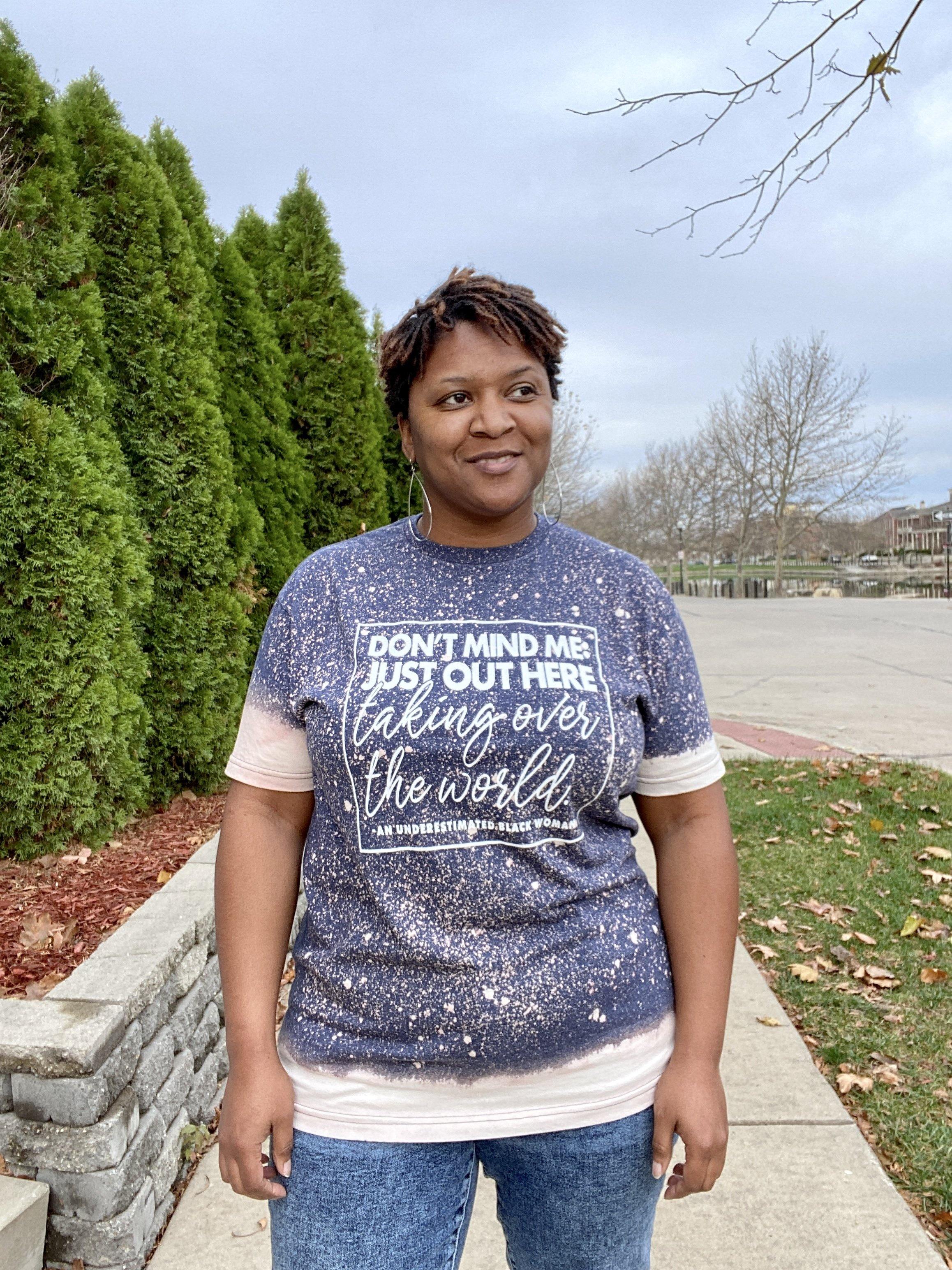 Underestimated Black Woman Bleached Tee - Personally She