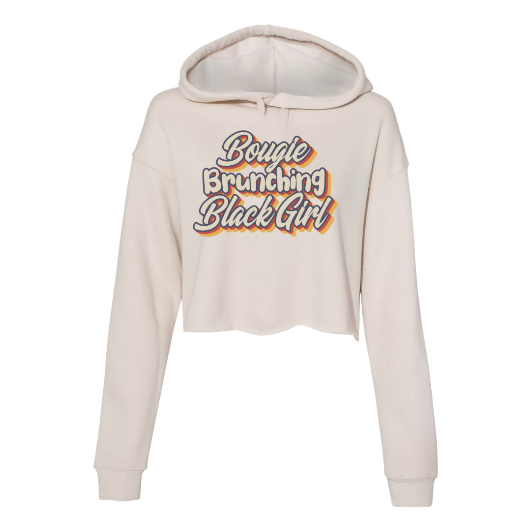 Bougie Brunching Black Girl natural cropped hoodie