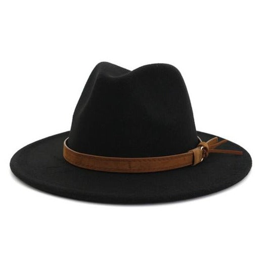 Black fedora camel belt