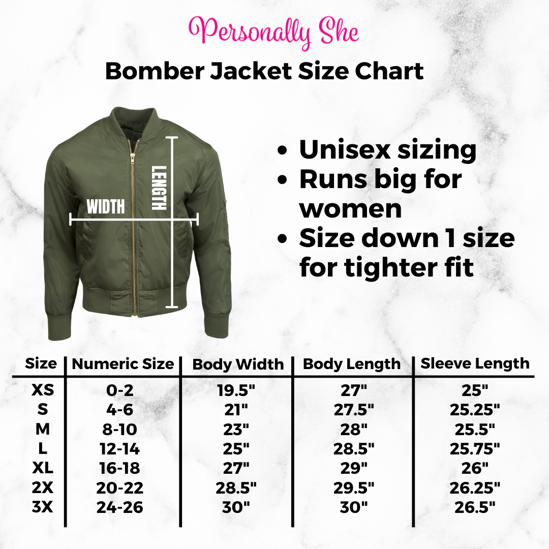 Bomber Jacket Size Chart