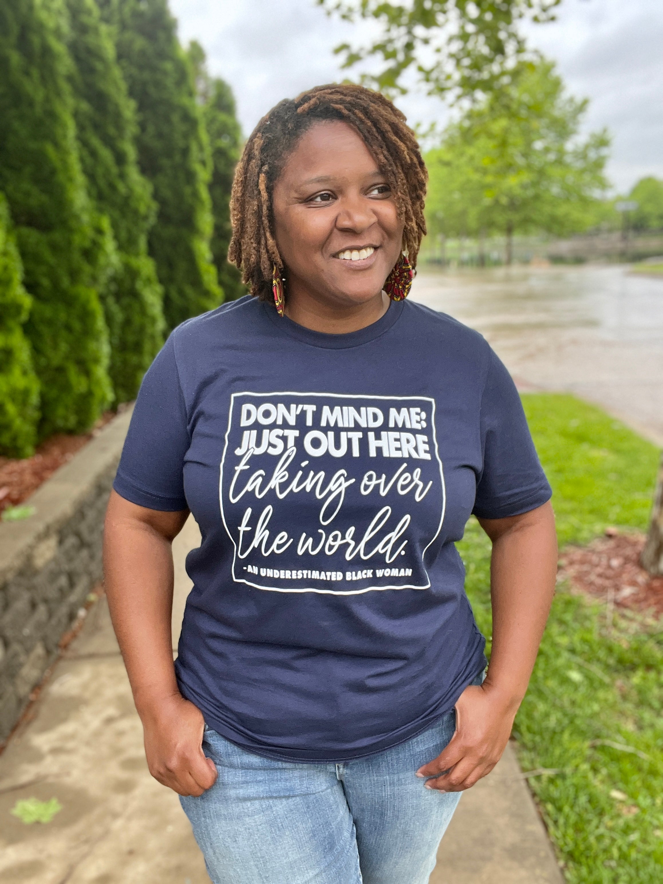 Navy Underestimated Black woman tee